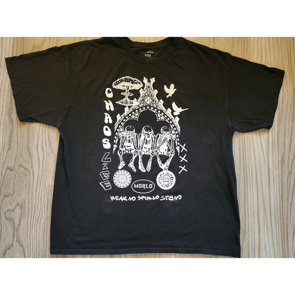 Fashion Nova Men's Graphic Black T-Shirt XXL‎